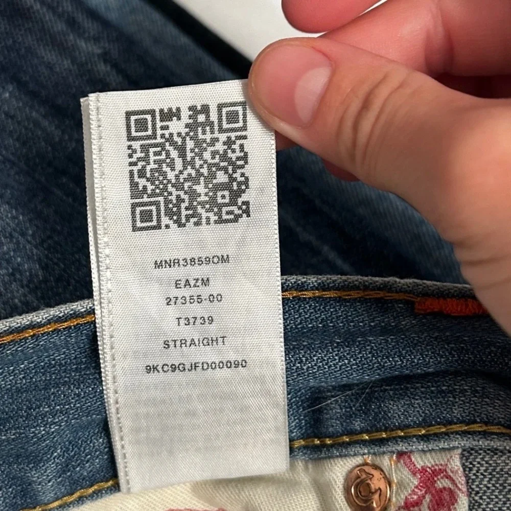 True Religion Mens Straight Distressed Blue Jeans 42 MNR3859OM Medium Wash